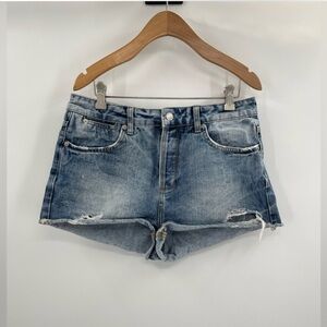 Moto top shop Nordstrom distress blue cut off jean shorts size 8 W30